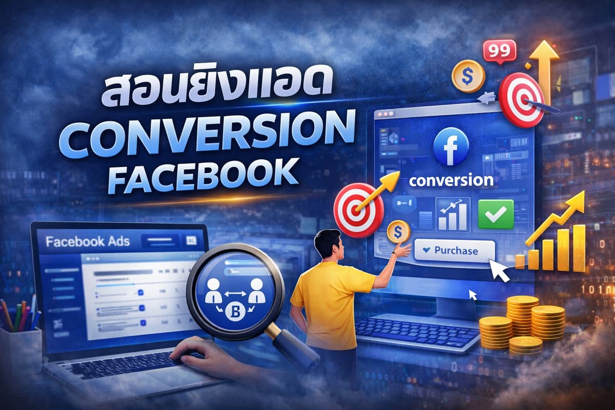 ภาพปกบทความ: สอนยิงแอด Conversion Facebook 2026: คู่มือฉบับสมบูรณ์ ตั้งแต่ติดตั้ง Pixel ไปจนถึงการทำยอดขายหลักล้าน