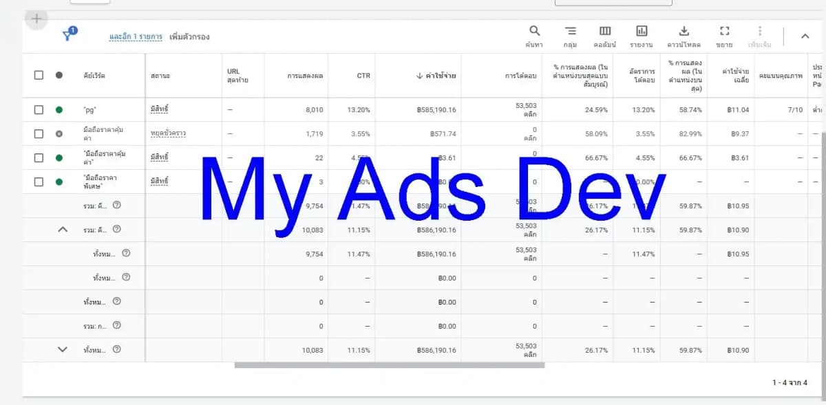 ตัวอย่างแคมเปญ Google Ads 4